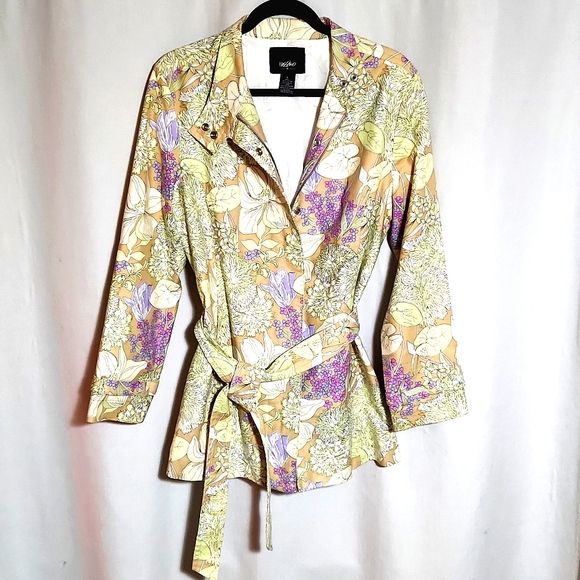 Mossimo Women's Floral Mid Length Full Zip Jacket  Large EUC!! - Picture 2 of 10